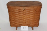 1993 Tall Footed Longerberger Basket W/Latching Lid, Handle & Insert