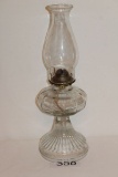 Vintage Ribbed Base Clear Glass Oil Lamp
