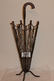 Vintage Metal Umbrella Stand W/Wooden Handle