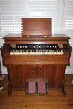 Beckwith Solid Oak Pump Organ On Wheels
