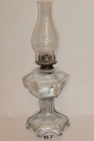 Vintage Clear Glass Oil Lamp W/Chimney