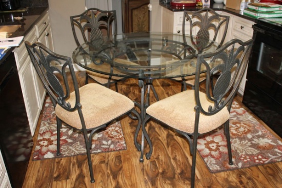 Gorgeous Wrought Iron Beveled Glass Dining Set