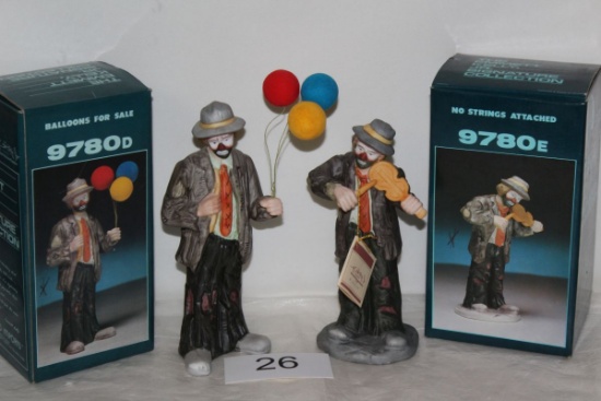 EMMET Kelly Jr. Collectable Porcelain Clowns In Original Boxes