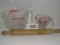 Pyrex Glass Measuring Cups & Solid Wood Rolling Pin