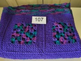 Hand Crocheted Large Dark Purple Afgan