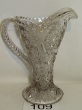 Antique Intricately Cut Tall Glass Pitcher