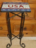 Nice Wrought Table W/USA Mosaic Style Top