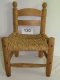 Handmade Solid Wood Chair W/Rush Seat & Doweled Construction