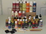 Assorted Acrylic & Oil Paint, Brushes & More
