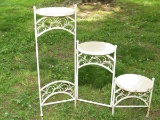 Cast Tri-Fold Tiered Ornate Plant Stand