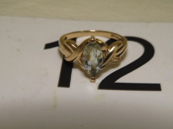 14K Yellow Gold Ring W/Clear Stone