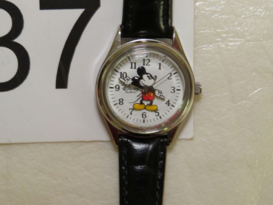 Disney Parks Mickey Mouse Watch W/Leather Band