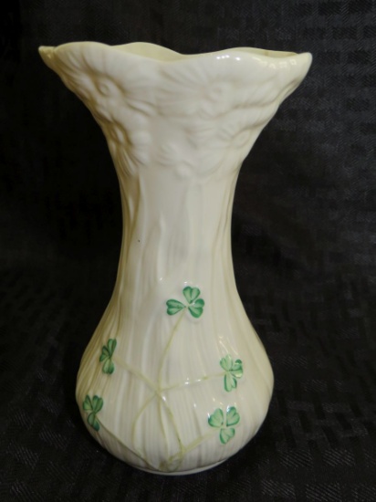 Belleck Porcelain Delicate Vase W/Hand-Painted Clovers