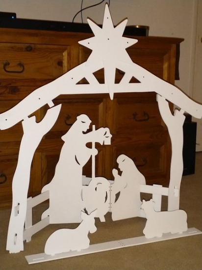 Large White Composite 9 Piece Indoor/Outdoor Nativity Scene