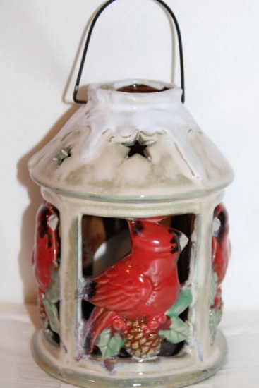 Ceramic Cardinal Themed Tea Light Candle Holder