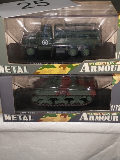 Metal Armour Collection Die Cast Sherman Tank & Open Cargo Truck