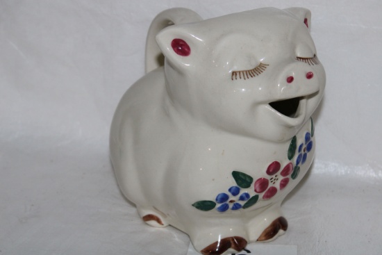 1940's Shawnee Pottery "Smiley" Pig Handled Pitcher