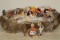 LARGE Hand Crafted Bark Canoe FULL of Vintage Dolls & Animals