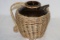 Early Chinese Oil Pot W/Wicker Carrier