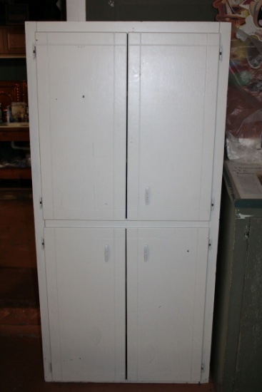 White Solid Wood Tall 4 Door Cabinet