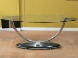 Contemporary Curved Glass Desk W/Chrome Base