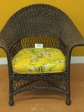 Vintage Flare Armed Wicker Chair W/Original Metal Springs