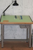 Nice Drafting Table On Metal Stand W/Vemcolite Adjustable Arm Lamp