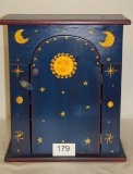 Hand Painted Sun & Moon Themed Double Door Wood Cabinet