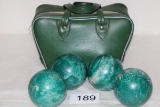 Vintage Bocce Balls W/Original Divided Zippered Carry Bag