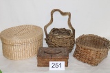 Assorted Vintage Baskets & Lidded Box
