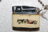 1960's Brother-Lite Auto Butane Lighter W/Antique Car