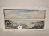 Vintage Window W/Attached Painting On Board By Artist William Reilly