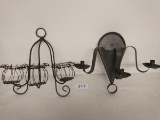 Tin & Wrought Iron Wall Mount Candle Sconces