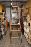 8ft Vintage A-Frame Wood Ladder