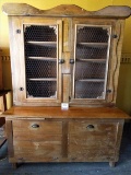 Wonderful Early 20th Century Walnut, Poplar & Heart Pine Cupboard W/Bottom Bins