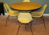 Chrome Base Burlington Style Fiberglass Chairs W/Chrome Base Footed Round Table