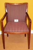 Bernhardt Mahogany Side Chair W/Padded Striped Seat & Back