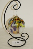 Substantial Hand Blown Glass Multi Colored Ball W/Display Stand