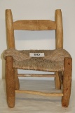 Thick Solid Wood Child's Chair W/Rush Seat