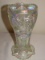 Iridescent Tall Ornately Cut Glass Vase