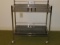 Rolling Chrome Finish 2 Tier Server W/Smoke Glass Inserts