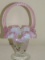 Fenton Hand Painted Pink Trimmed Floral Basket