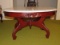Italian Marble Top Oblong Carved Mahogany Coffee Table