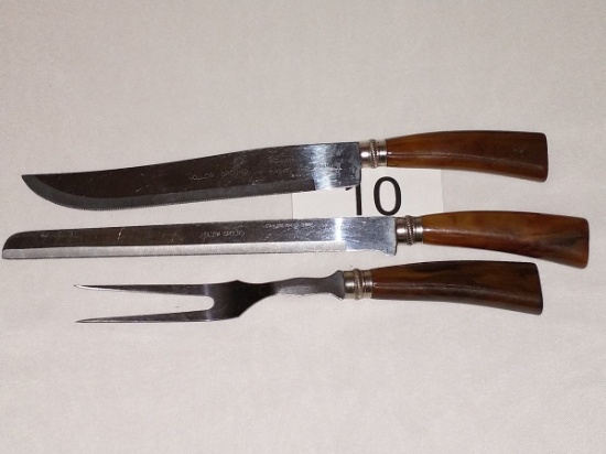W. Richardson Sheffield "Forever Sharp" Knives & Fork W/Bakelite Handles