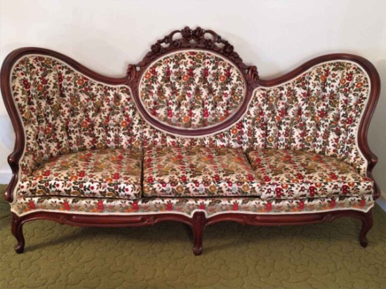 Exquisite Carved Mahogany Victorian Style Sofa From Capital Furniture Co