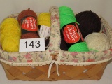 Assorted Yarn In Fabric Covered Basket