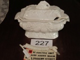 Vintage Ceramic Fruit Themed Lidded Warmer W/Spoon