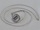 Sterling Silver Necklace With Sterling Pendant W/Red Stone
