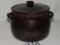 Early Red Clay Gloss Finish Lidded Handled Pot