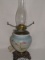 Vintage Floral Themed Hurricane Lamp W/Chimney